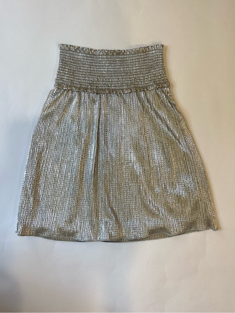 A.L.C. Metallic Silver A-Line Smocked Skirt